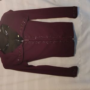 Cache  maroon, zipper down sweater